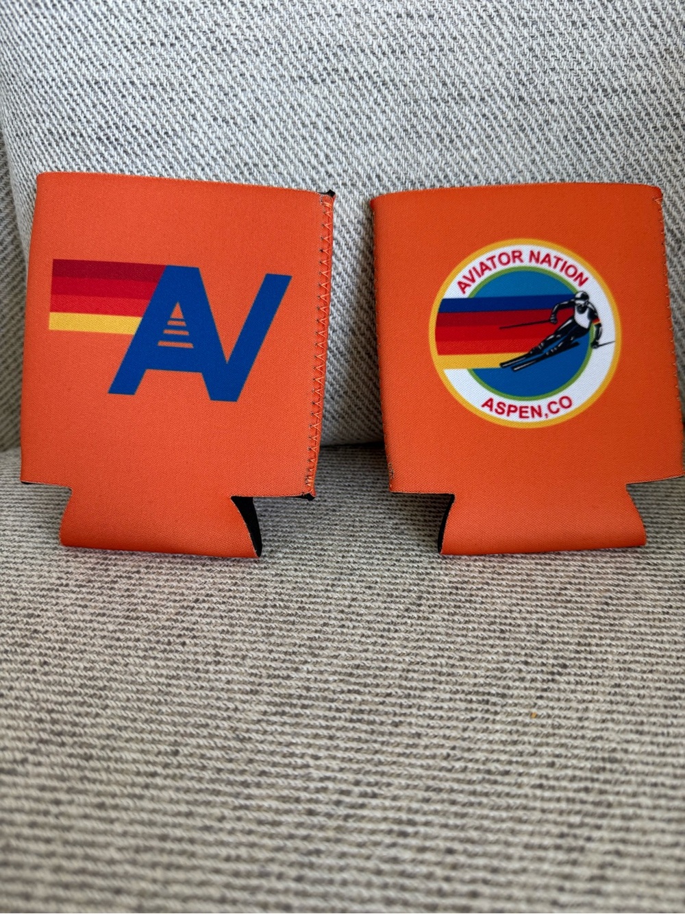 Aviator Nation Orange Retro Stripe Can Coolers (Pair)